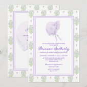 Baby shower Uitnodiging Lavendel met Bonnet (Voorkant / Achterkant)