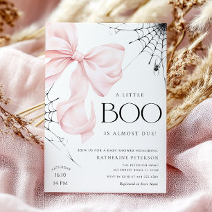 Baby Shower Uitnodiging Little Boo Roze Strik