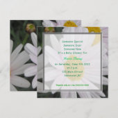 baby shower uitnodiging, madeliefjes bloemen kaart (Voorkant / Achterkant)