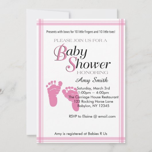 baby shower Uitnodiging - meisje (Voorkant)