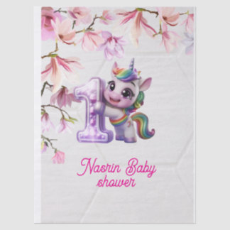 Baby Shower Uitnodiging met Eenhoorn Tissuepapier