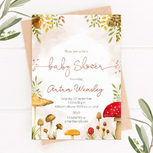 Baby shower-uitnodiging met paddenstoelen kaart