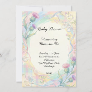 Baby Shower Uitnodiging met Regenboog Distel