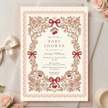Baby Shower Uitnodiging met Rozen en Strikken