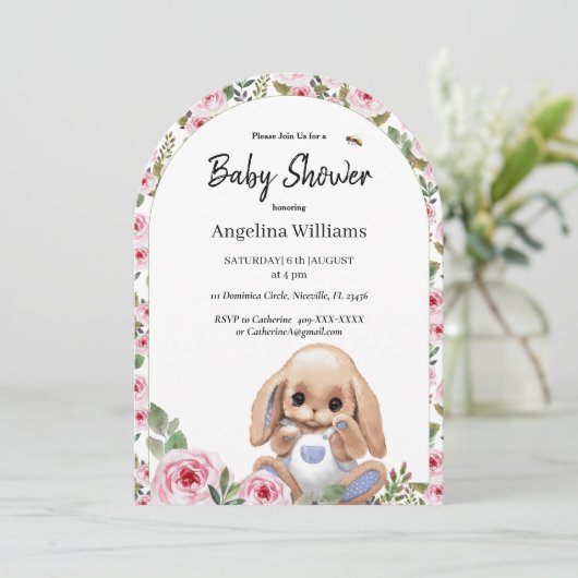 Baby shower Uitnodiging met Schattige Ontwerp (Staand voorkant)