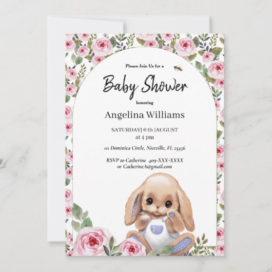 Baby shower Uitnodiging met Schattige Ontwerp (Voorkant)