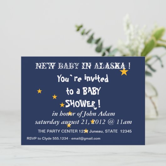 Baby shower Uitnodiging met vlag van Alaska, U.S.A (Staand voorkant)