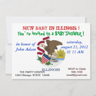 Baby shower uitnodiging met vlag van Illinois