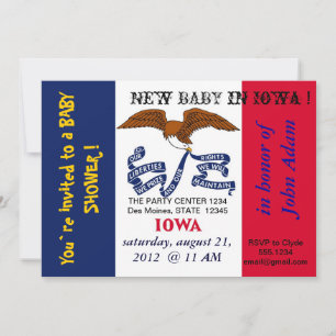 Baby shower uitnodiging met vlag van Iowa