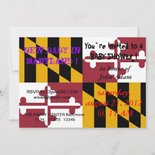 Baby shower uitnodiging met vlag van Maryland