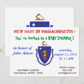 Baby shower Uitnodiging met vlag van Massachusetts (Voorkant / Achterkant)