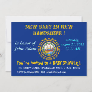 Baby shower uitnodiging met vlag van New Hampshire