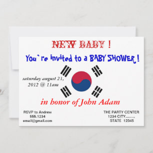 Baby shower Uitnodiging met vlag van Zuid-Korea