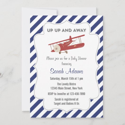 Baby shower uitnodiging rood en blauw (Voorkant)