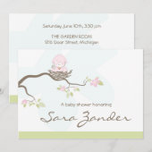 baby shower Uitnodiging - Roze Baby (Voorkant / Achterkant)