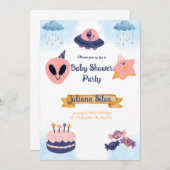 Baby shower Uitnodiging Roze buitenaardse uitnodig (Voorkant / Achterkant)