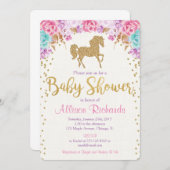 Baby shower uitnodiging roze en goud (Voorkant / Achterkant)
