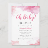 baby shower uitnodiging Roze waterverf boho arrow (Voorkant)