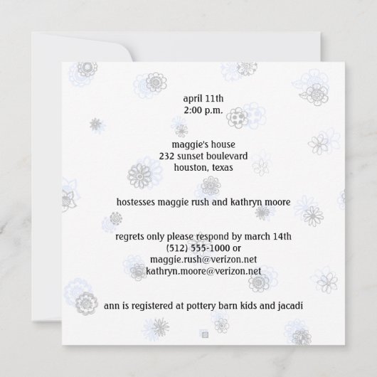 Baby shower Uitnodiging Sjabloon (Achterkant)