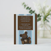 Baby shower Uitnodiging Teddybeer met gedicht BOY (Staand voorkant)