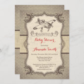 Baby shower Uitnodiging van het Vliegtuig  Retro (Voorkant / Achterkant)