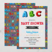 Baby shower-uitnodiging voor alfabeten kaart (Voorkant / Achterkant)