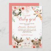 Baby shower Uitnodiging voor een babymeisje uit bo (Voorkant / Achterkant)