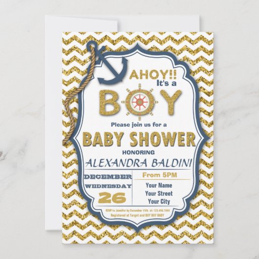 Baby shower Uitnodiging voor een jongen (Voorkant)