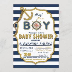 Baby shower Uitnodiging voor een jongen