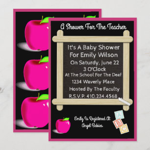 Baby shower uitnodiging voor een leerkracht met ap