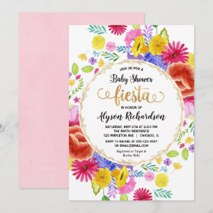 Baby shower-uitnodiging voor Fiesta, florale water Kaart