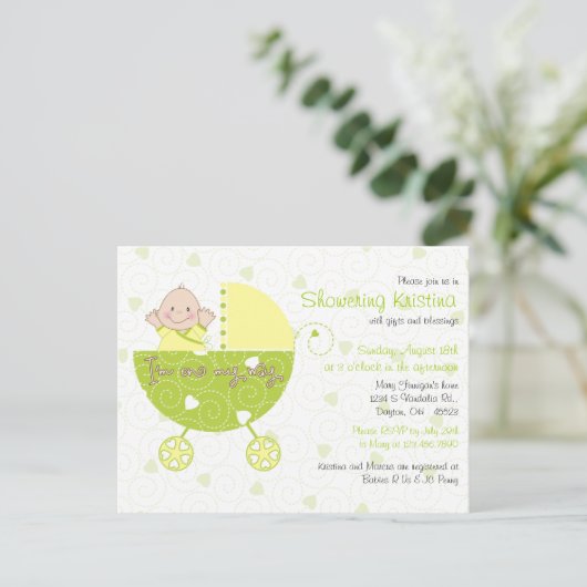 Baby shower Uitnodiging voor Gender Unknown Carria (Staand voorkant)