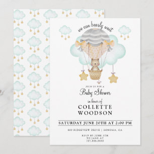 Baby shower-uitnodiging voor hot-luchtballon kaart