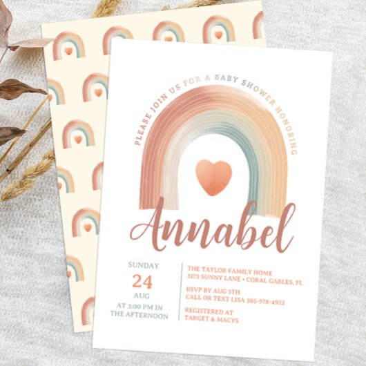 Baby shower uitnodiging voor Modern Boho Rainbow -