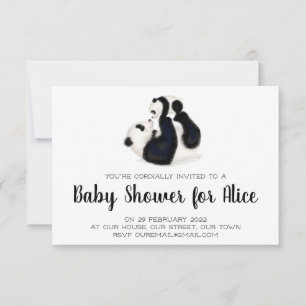 Baby shower-uitnodiging voor panda en cub RSVP kaartje