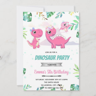 Baby shower-uitnodiging voor roze Dinosaur Kaart