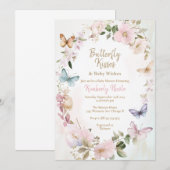 Baby shower-uitnodiging voor vlinderkussen kaart (Voorkant / Achterkant)