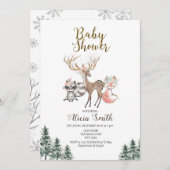 Baby shower-uitnodiging winterbos kaart (Voorkant / Achterkant)