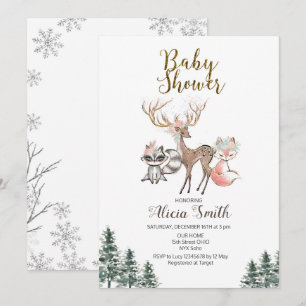 Baby shower-uitnodiging winterbos kaart