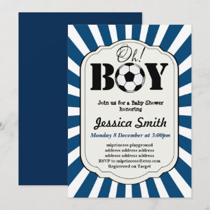 Baby shower-uitnodigingen football Voetbal-OH-BOY Kaart