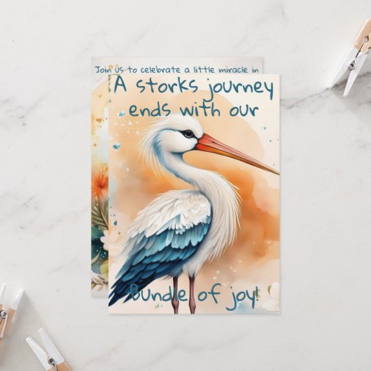 Baby Shower-uitnodigingen Kaart (Voorkant / Achterkant in situ)