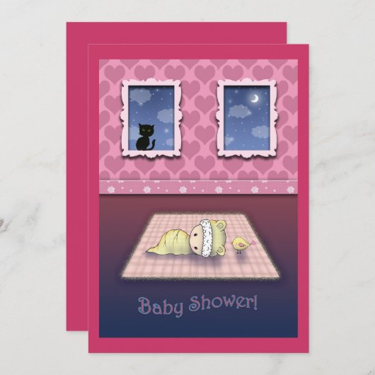 Baby Shower Uitnodigingen Schattige en grillig (Voorkant / Achterkant)