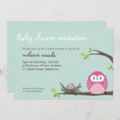 BABY SHOWER UITNODIGT :: uil + nest 2L Kaart (Voorkant / Achterkant)