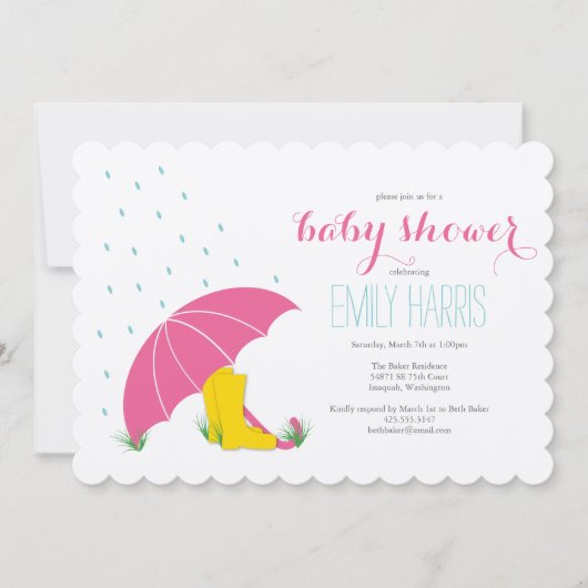 Baby shower Umbrella & Boots Invitation (Devant)