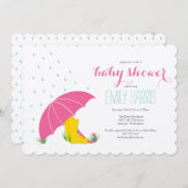 Baby shower Umbrella & Boots Invitation (Devant / Derrière)