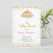 Baby shower Umbrella Invitation Gold Parties scint (Debout devant)