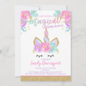Baby shower Unicorn Invitation Baby shower magique (Devant)