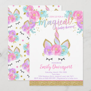 Baby shower Unicorn Invitation Baby shower magique