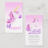 Baby shower unicorn rose livre cartes de demande (Devant / Derrière)