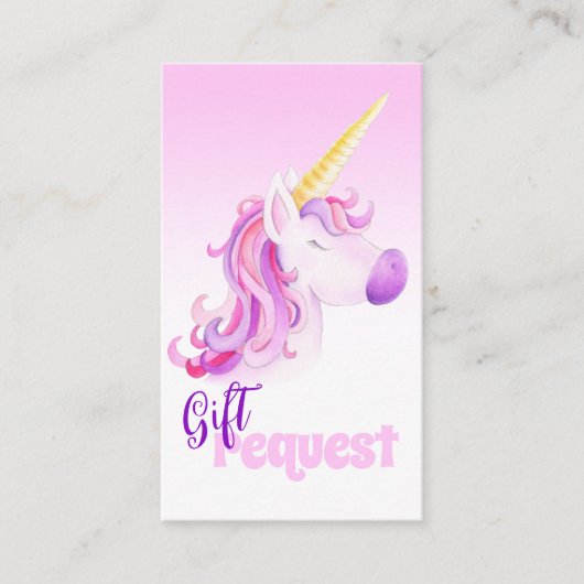 Baby shower unicorn rose livre cartes de demande (Devant)